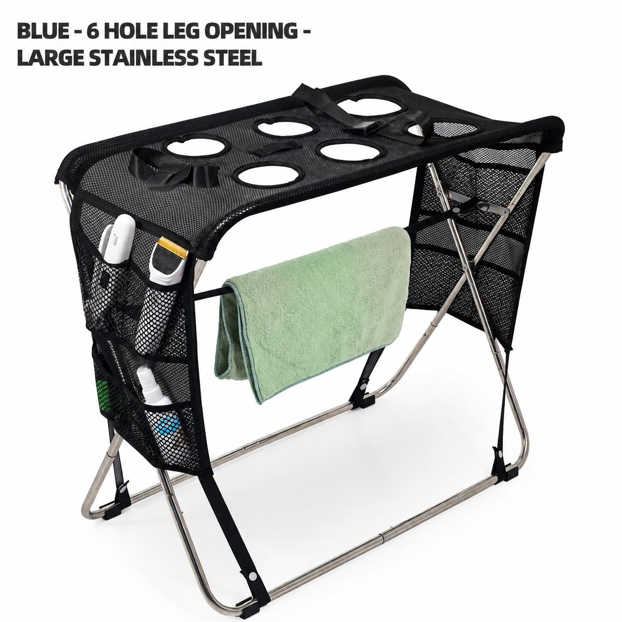 Foldable Pet Grooming Table with Stainless Steel Frame and Breathable Mesh Surface for… image 13