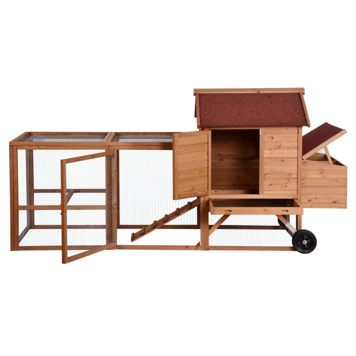 YES4PETS 248 cm XL Chicken Coop Rabbit Hutch Ferret Hen Guinea Pig House With Wheels image 7
