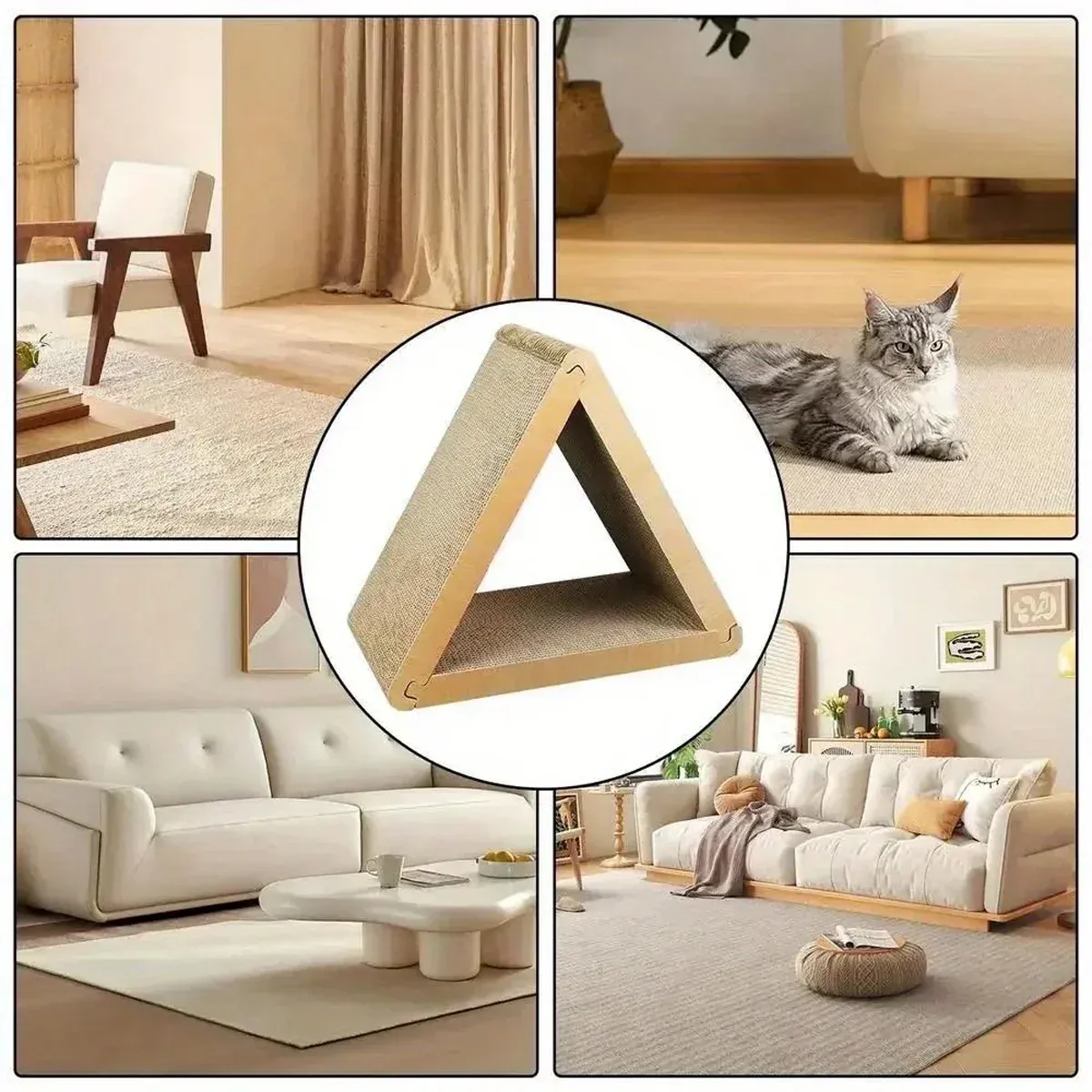 Triangular Cat Scratching Board Corrugated Paper Scratcher Pad Scraper Kitten image 9
