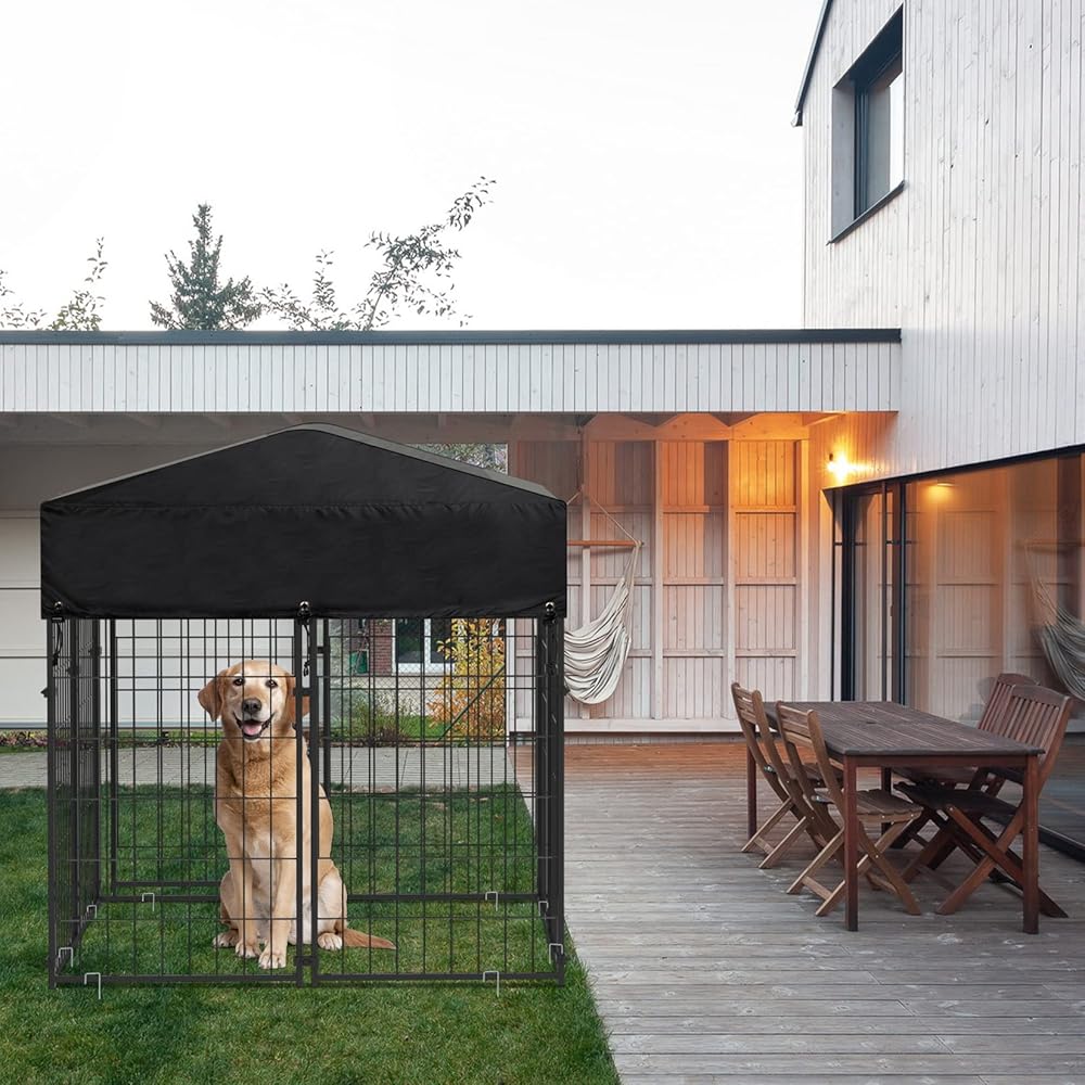 Outdoor Dog Kennel XS Pet Cage with Roof & Cover 127x120x134cm image 3