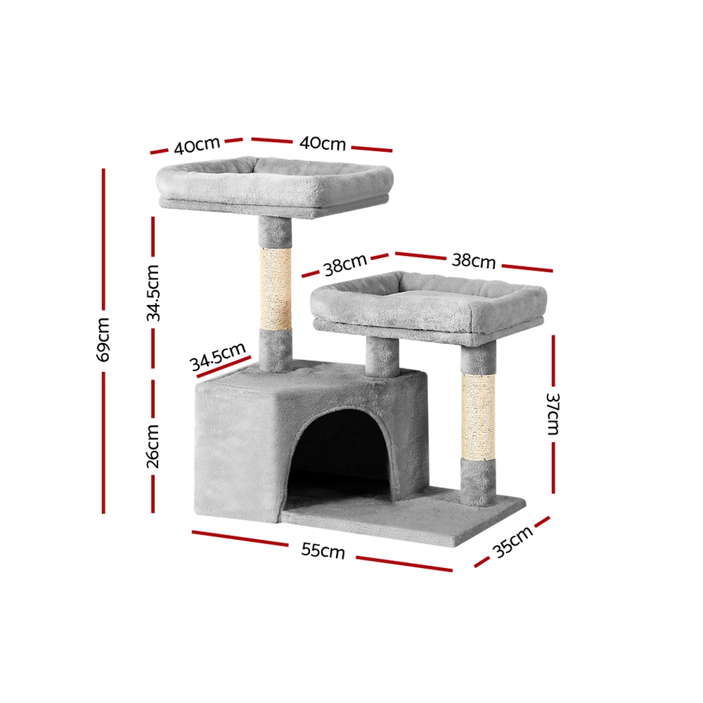 i.Pet Cat Tree 69cm Scratching Post Tower Scratcher Wood Condo House Bed Trees image 2