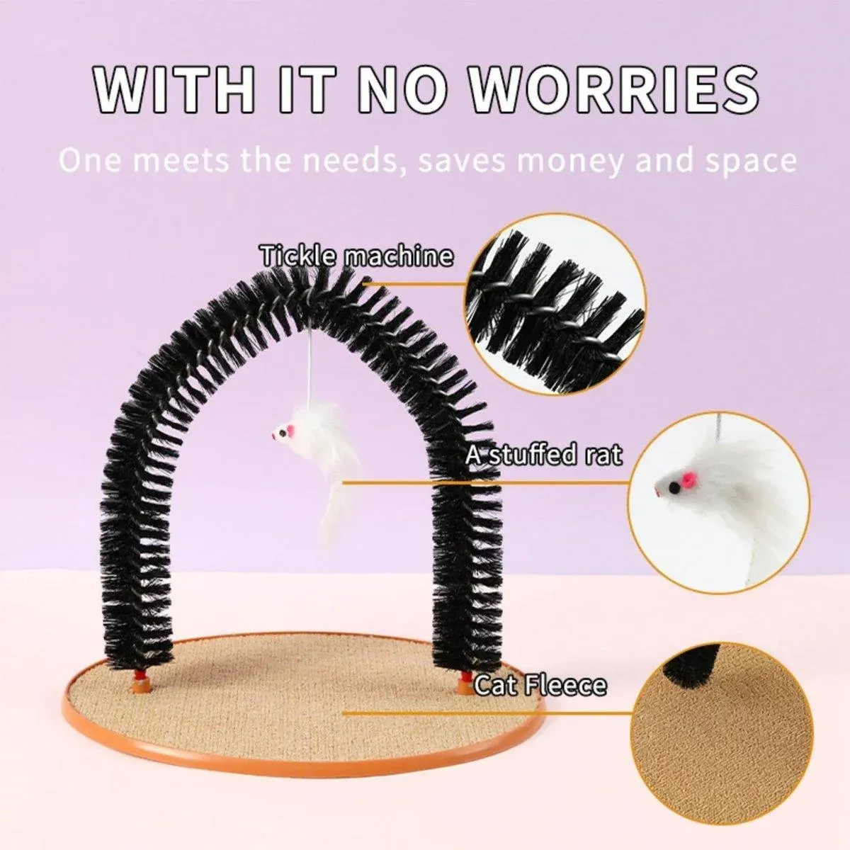 Arch Cat Scrub Brush Pet Grooming Toy Self Groomer Tickle Device for Cats image 4