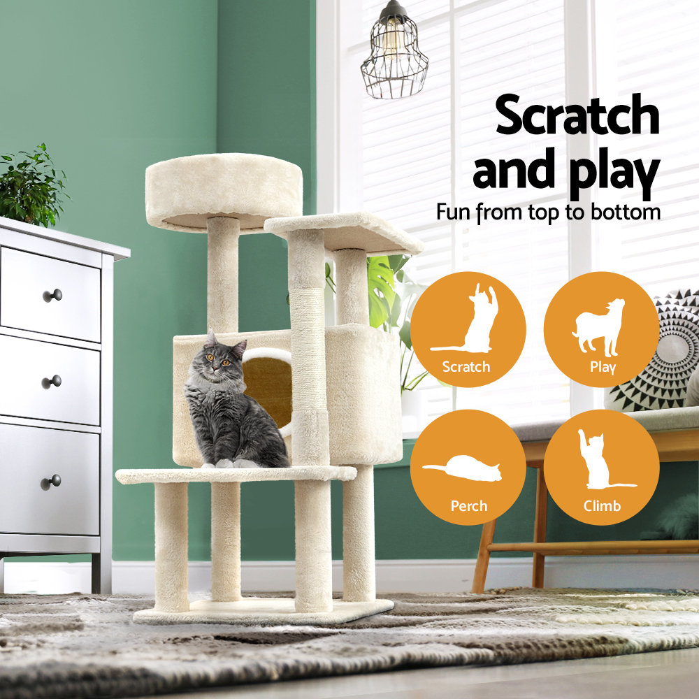 i.Pet Cat Tree 90cm Scratching Post Tower Scratcher Wood Condo House Bed Trees image 4