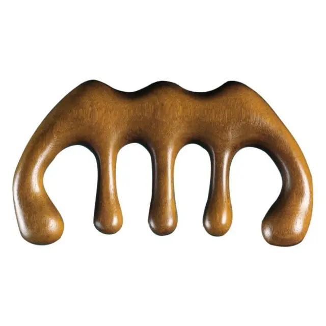Sandalwood Massage Comb Five Tooth Head Default item Golden sandalwood multifunctional…
