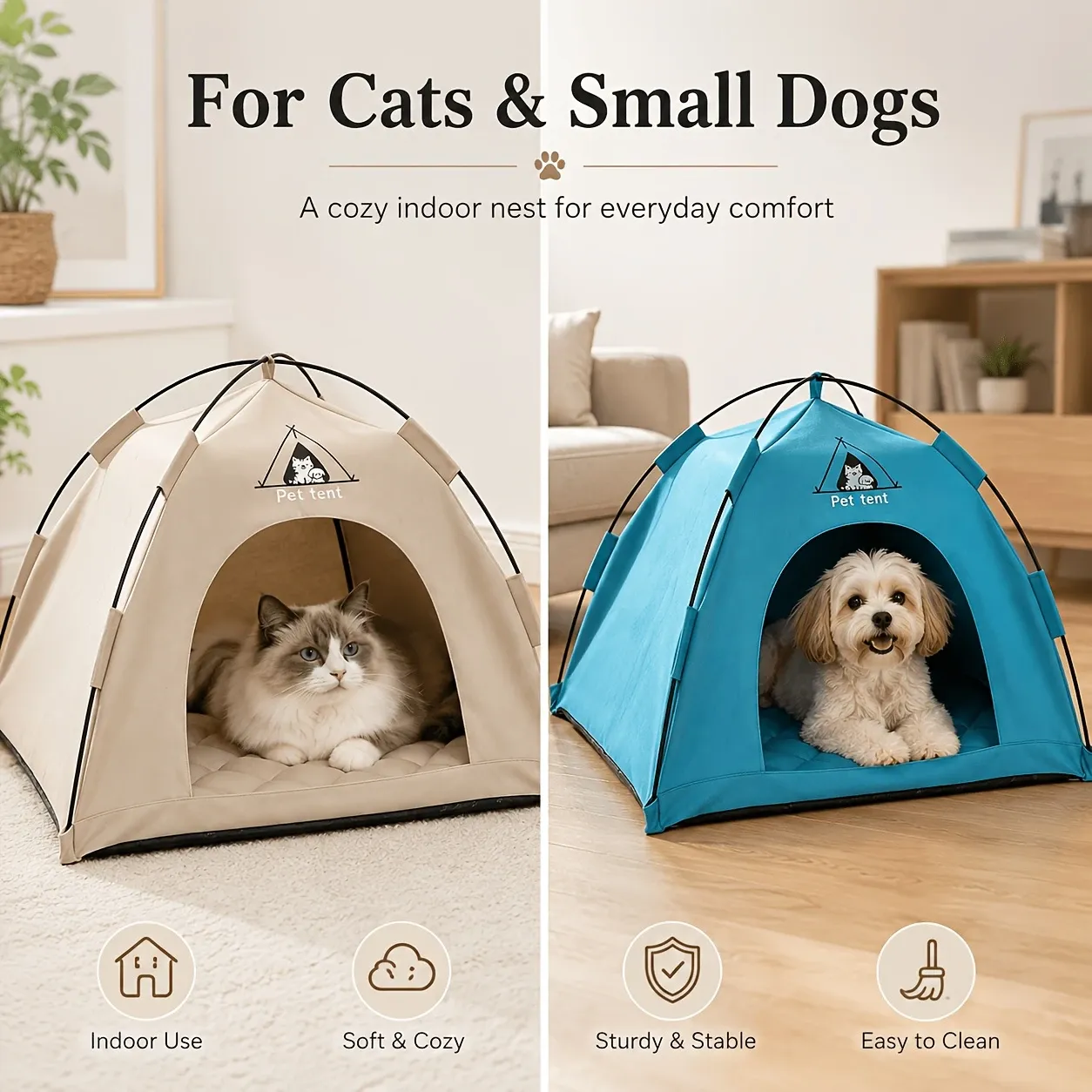 【Portable Foldable Pet Tent】Made of wear-resistant & water-resistant…, Blue, L/Small image 13