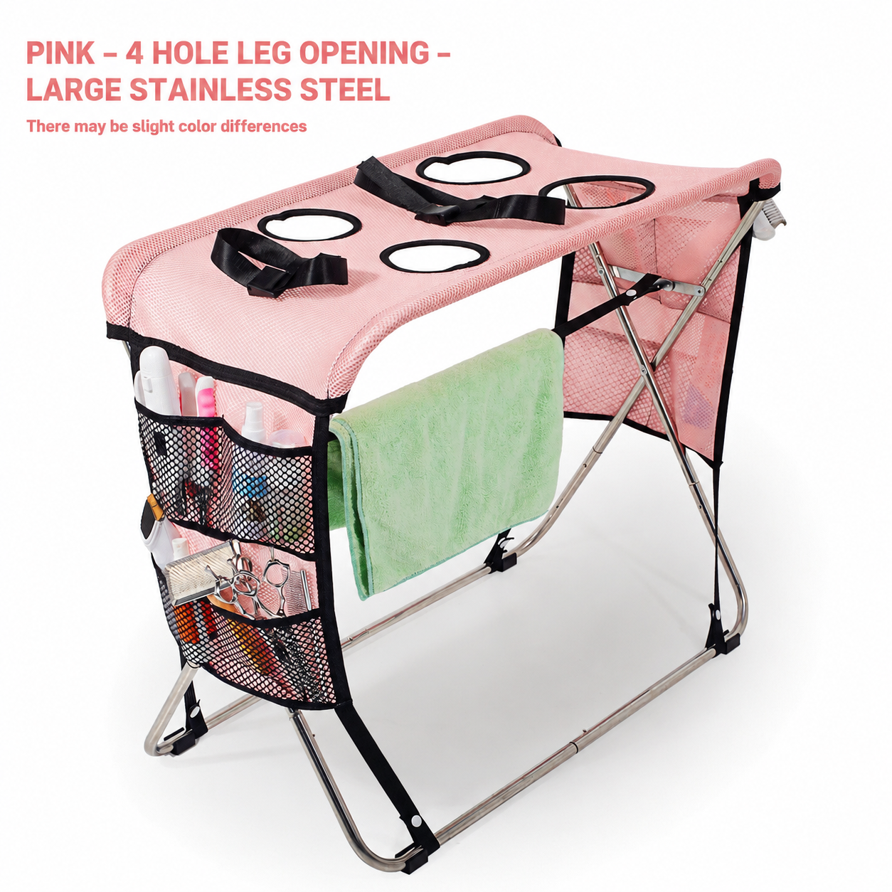 Foldable Pet Grooming Table with Stainless Steel Frame and Breathable Mesh Surface for… image 12