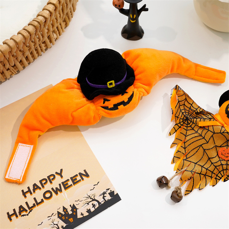 Halloween Pumpkin Hat for Cats - Adjustable Pet Costume with Witch Hat for…, 3 Piece image 3