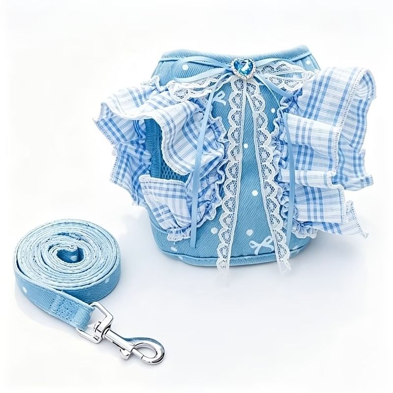 Pet Denim HarnePet Denim Harness Leash Set Breathable Adjustable Escape Proof for… image 13