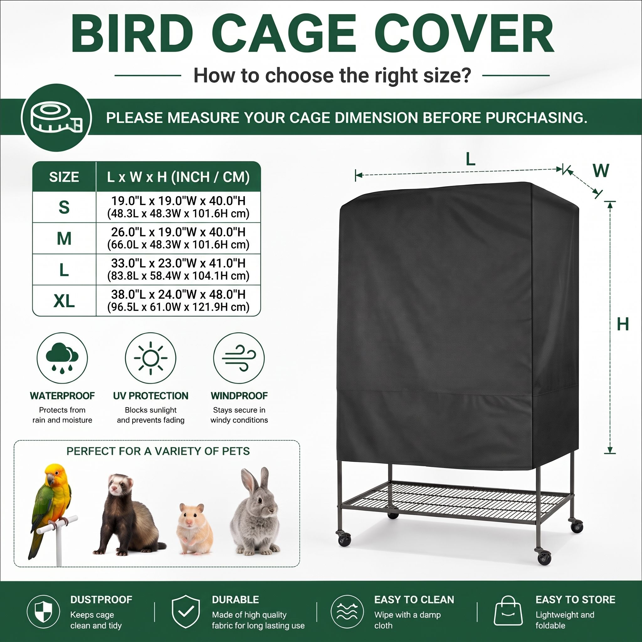 Durable Square Bird Cage Cover for Indoor and Outdoor Use image 2