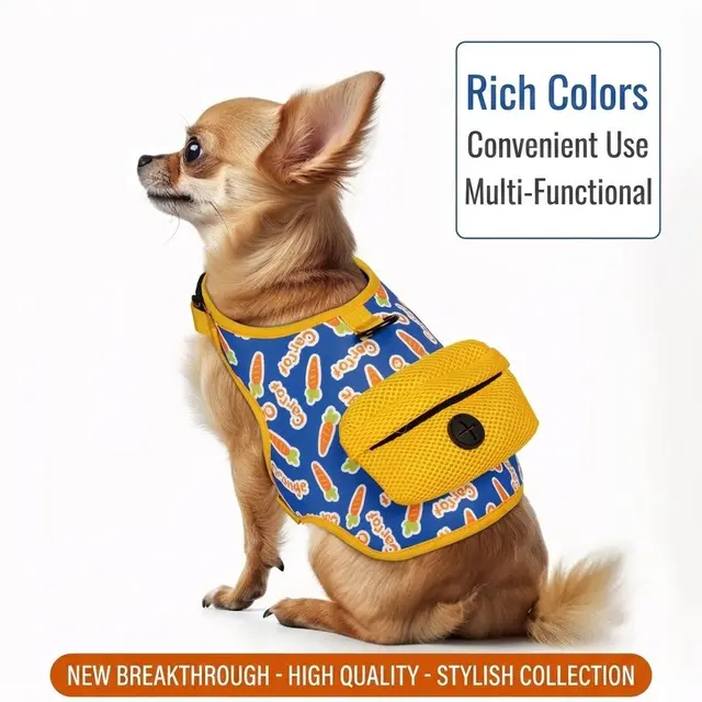Adventure-Ready Pet Vest Harness with Matching Poop Bag Carrier – Breathable…, S