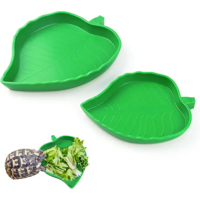 2 Pack Leaf Shaped Reptile Food and Water Bowls