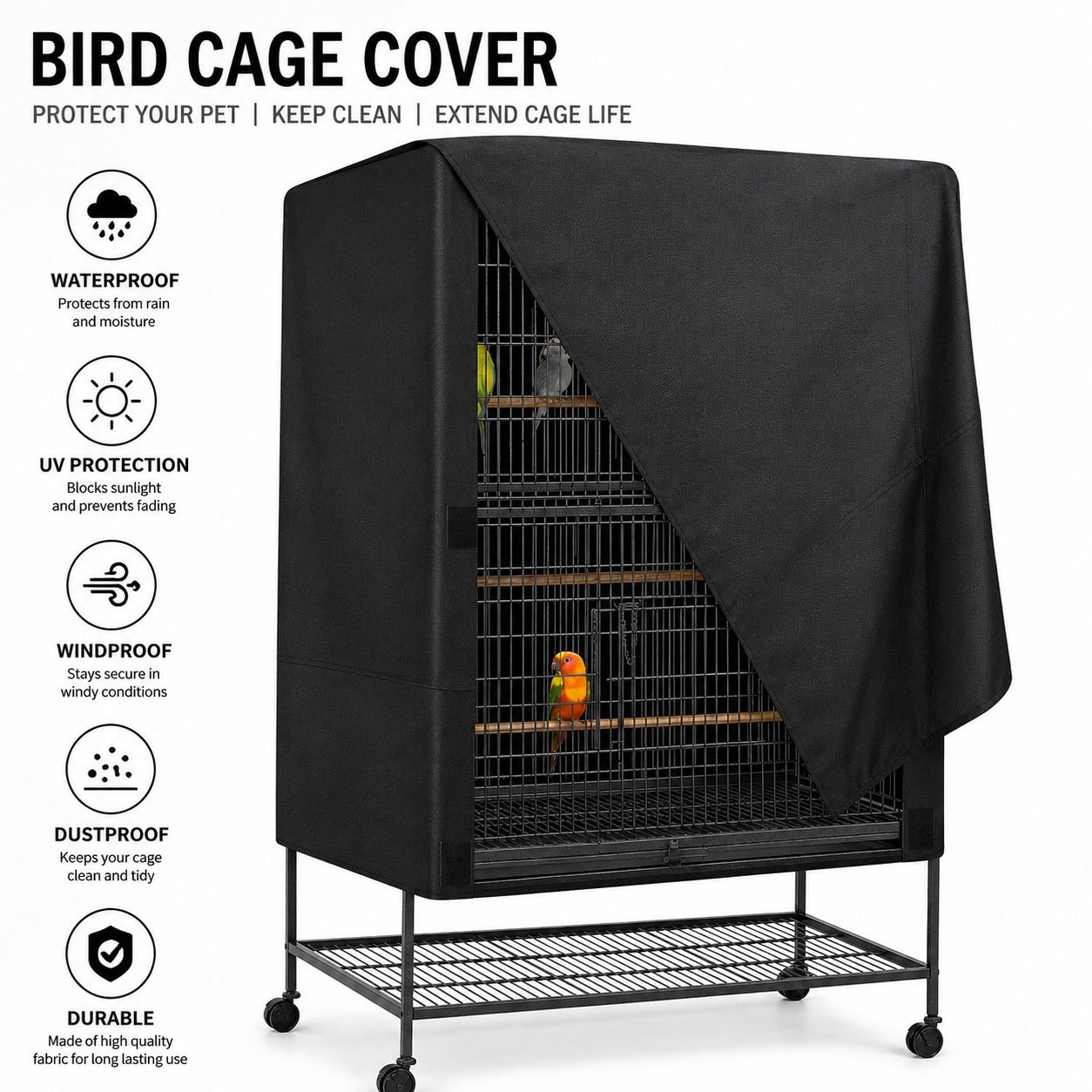 Durable Square Bird Cage Cover for Indoor and Outdoor Use