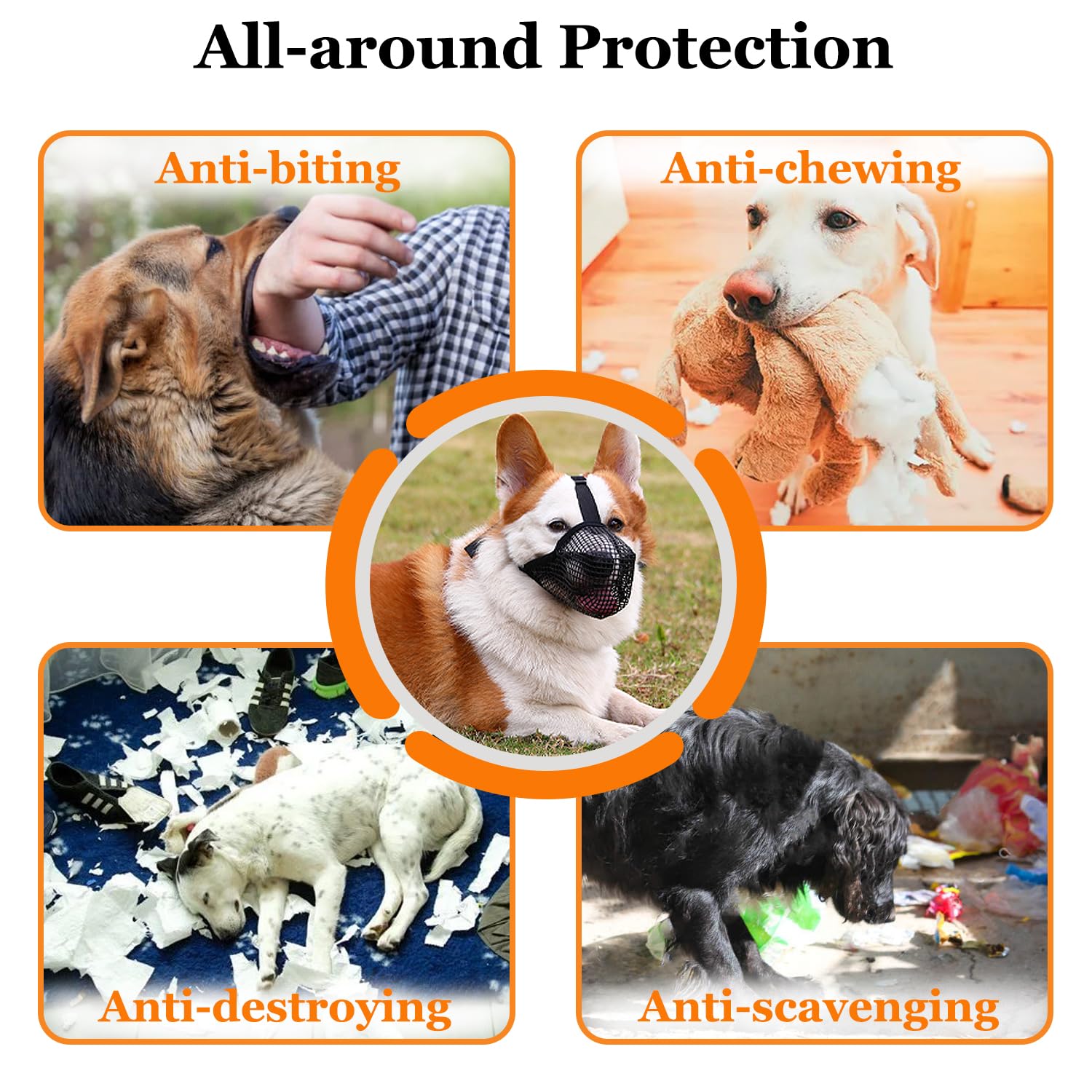 Soft Mesh Dog Muzzle for Small Medium Large Dogs – Breathable Adjustable Anti-Bite…, S image 6