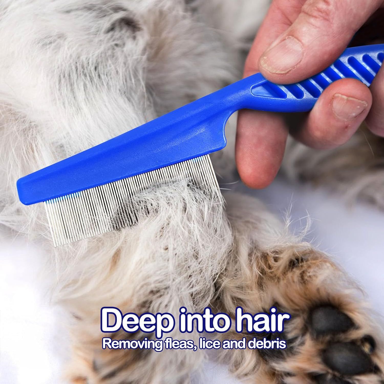 4 Pcs Flea Combs for Dogs and Cats, Blue image 2
