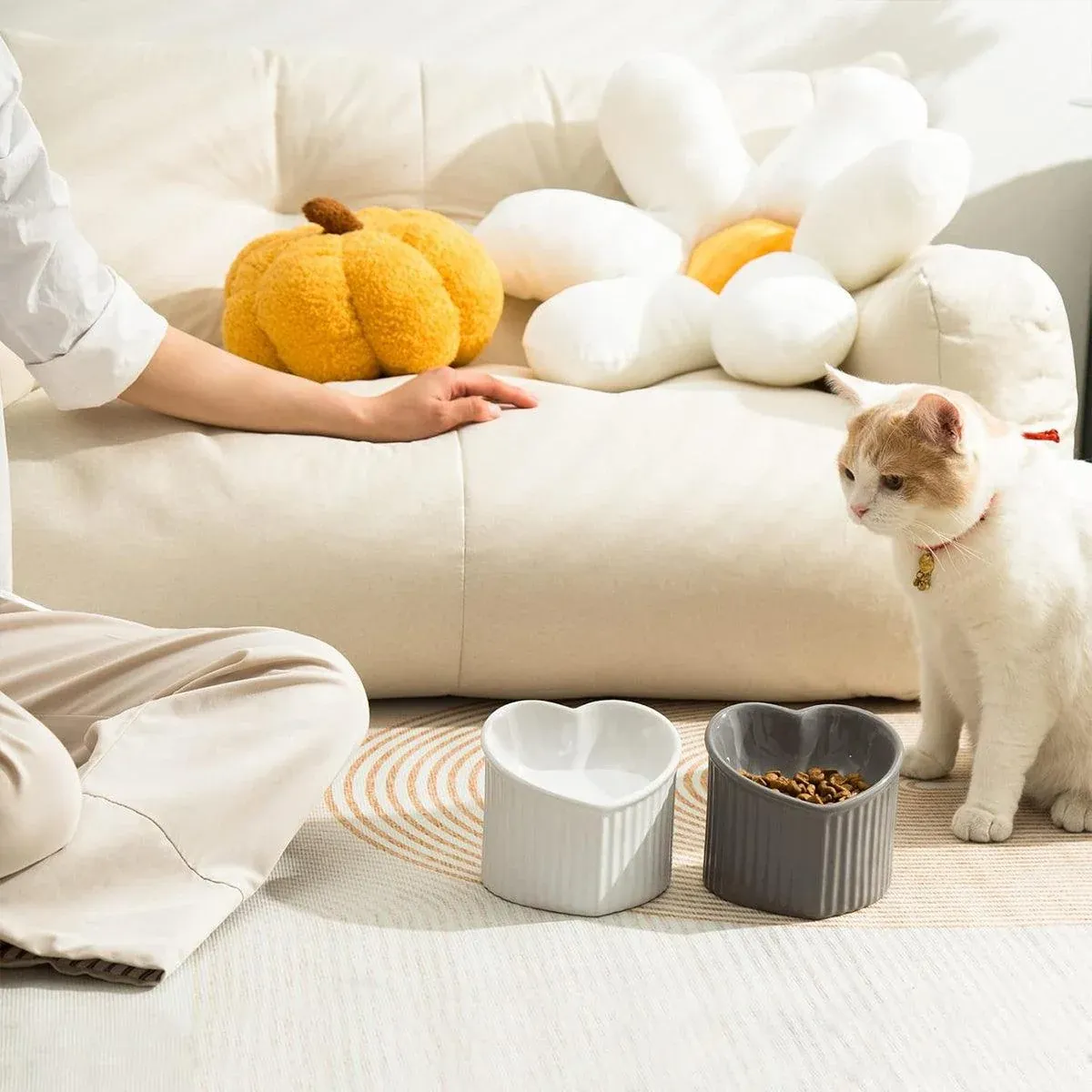 Love Shape Slanted Cat Bowl Ceramic Pet Bowl for Cats Food Water Feeding Dish - Dark… image 13