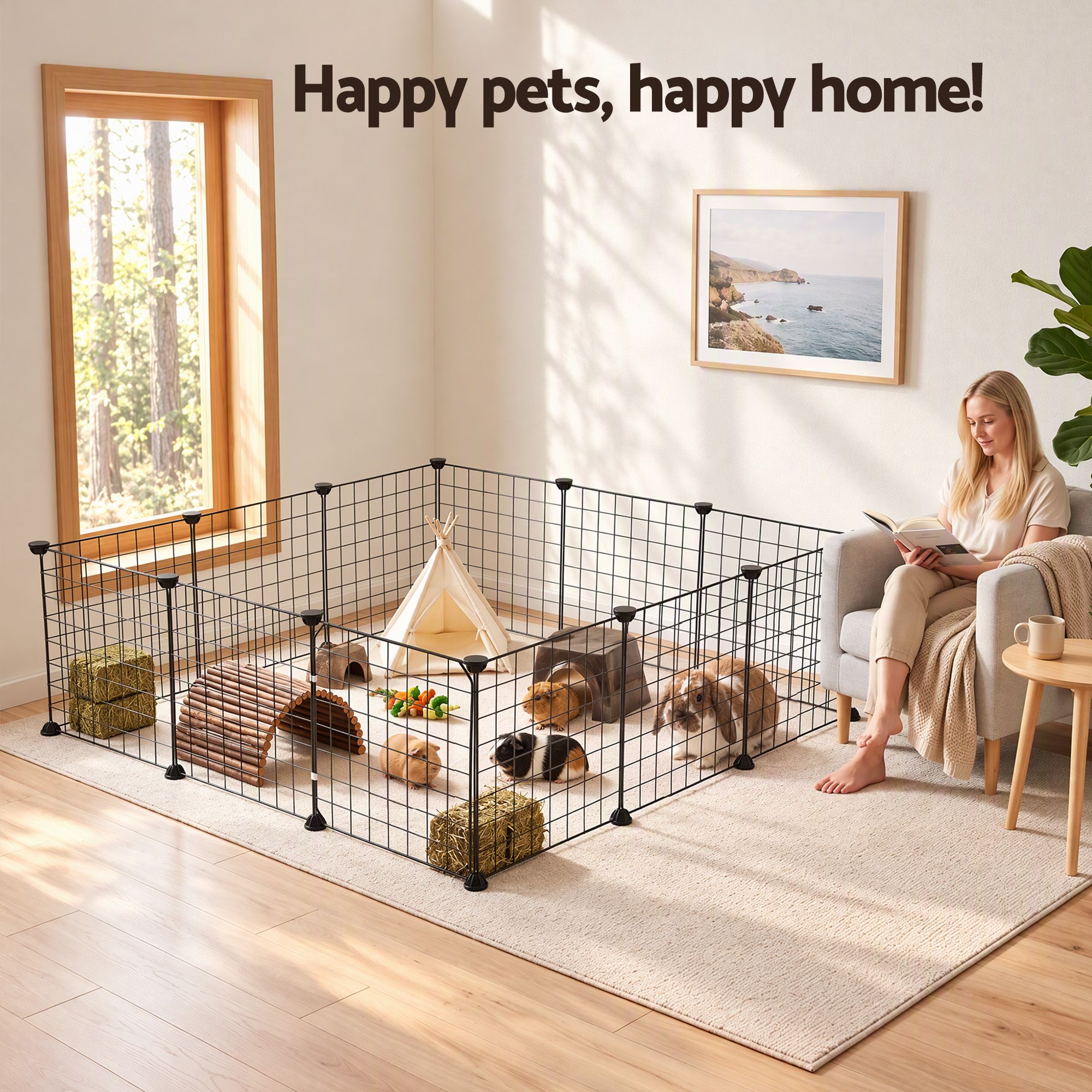 i.Pet Dog Playpen 12 Panels Pet Playpen 35x35cm Iron DIY Enclosure for Small Animals image 10