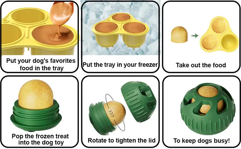 Red Ball and Yellow Mold Pet Treat Dispensing Ball and Molding Set - Silicone Dog Chew… image 8