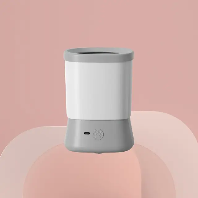 Pet Automatic Paw Cleaner with 360° Rotating Silicone Bristles, Grey