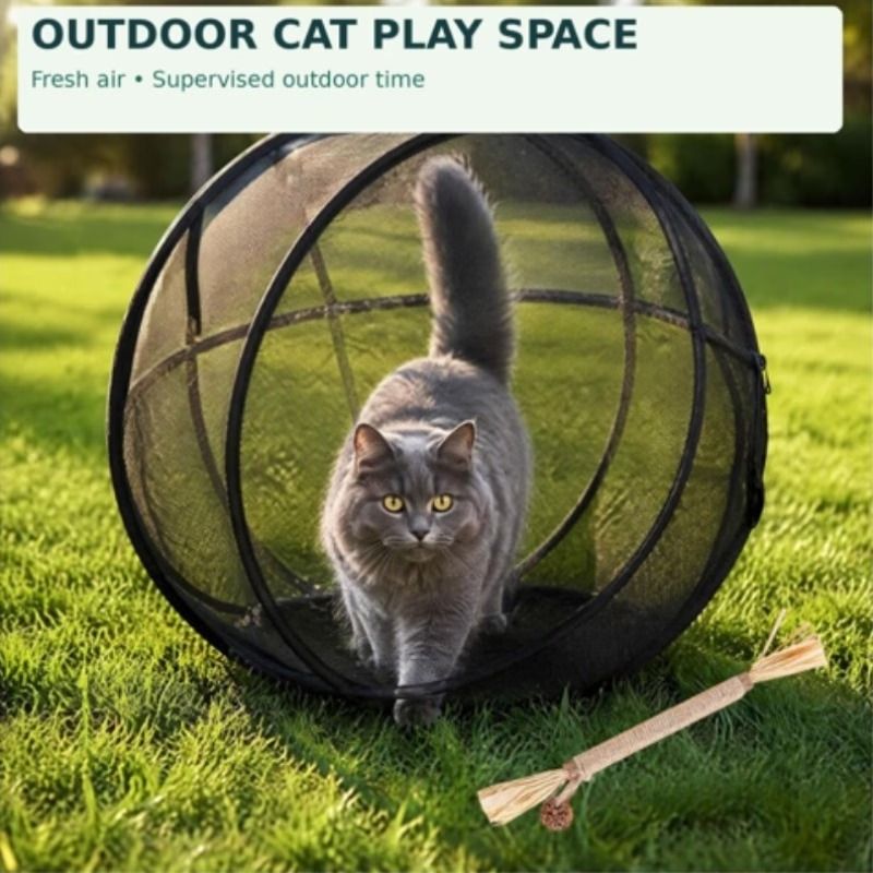360° Panoramic Pop-Up Cat Enclosure Ball: breathable polyester mesh image 3