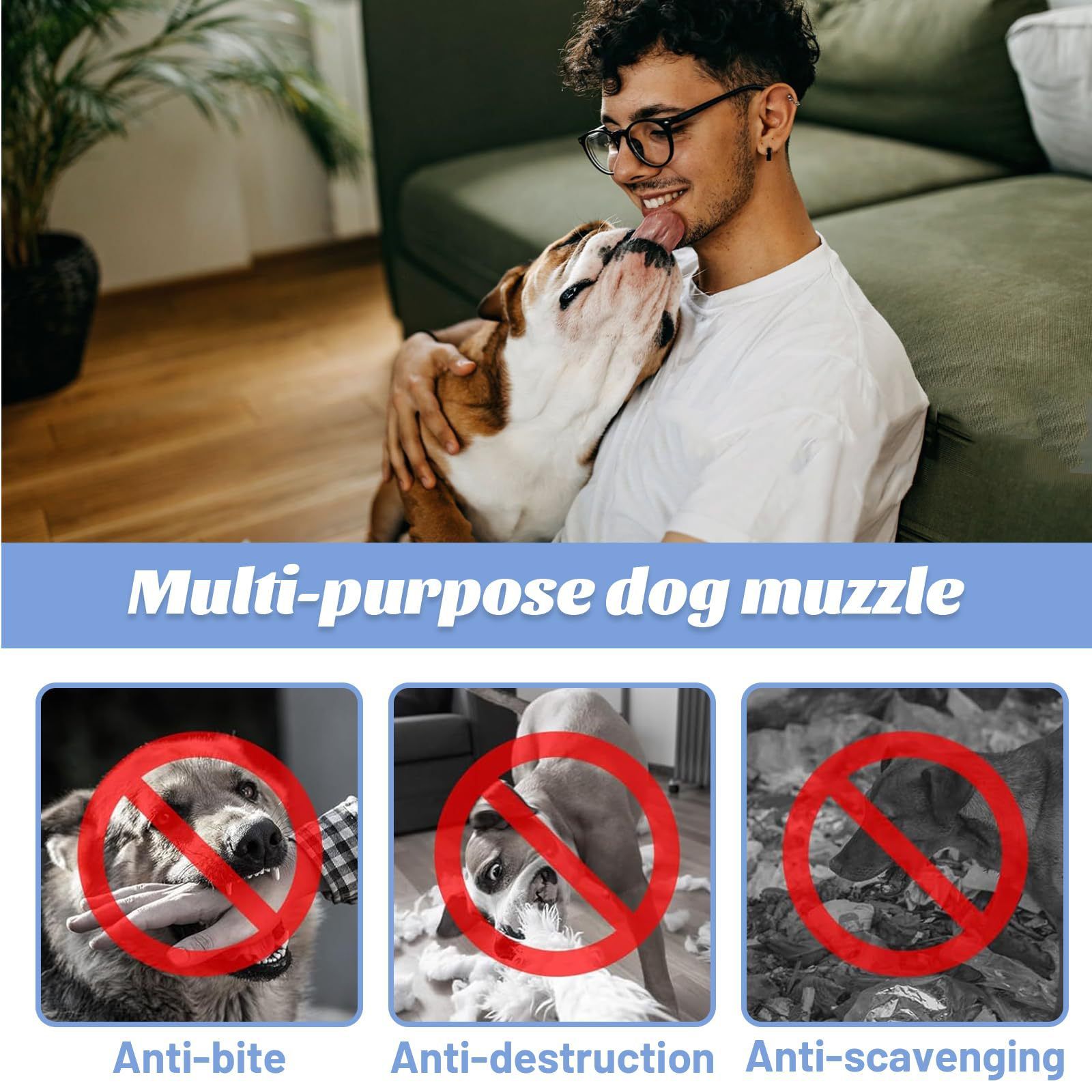 Breathable Mesh Dog Muzzle for Long-Snout Breeds with Reflective Adjustable Straps image 7