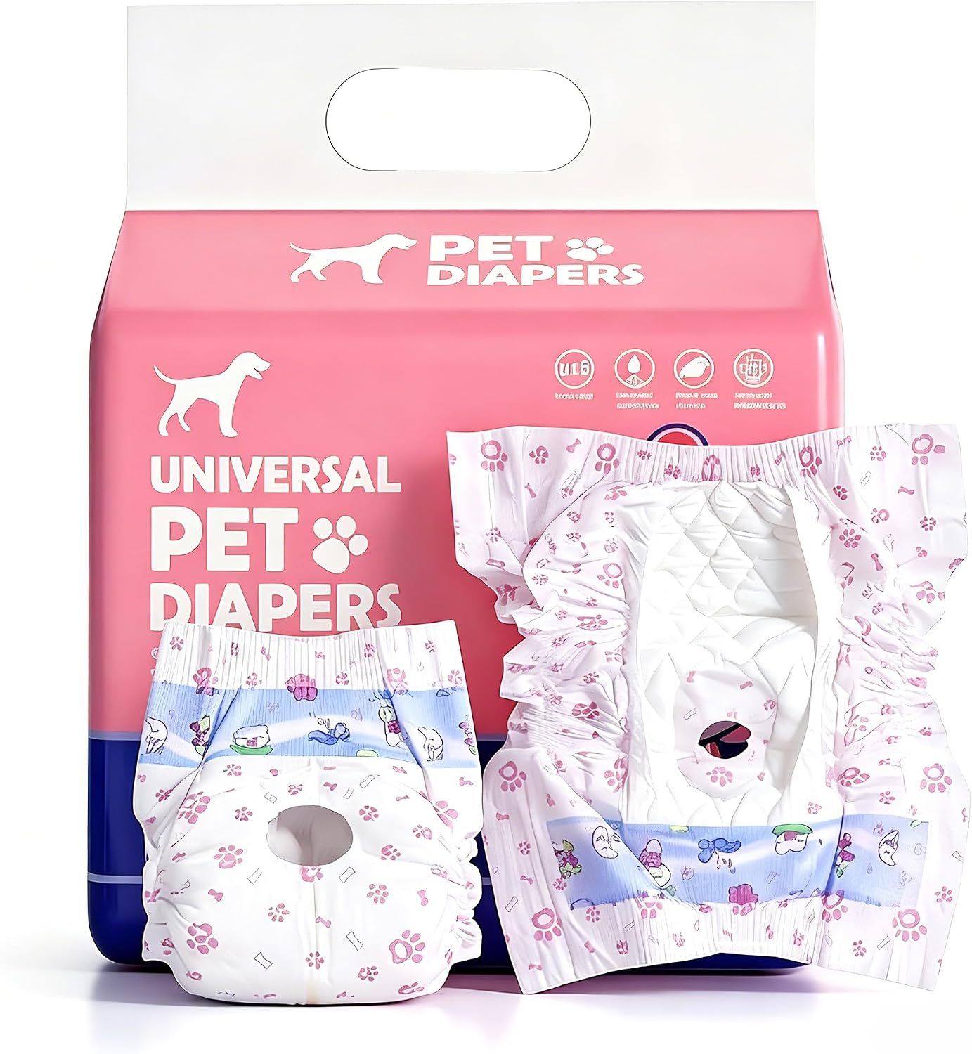 Pet Diapers for Female Dogs, Pink, M