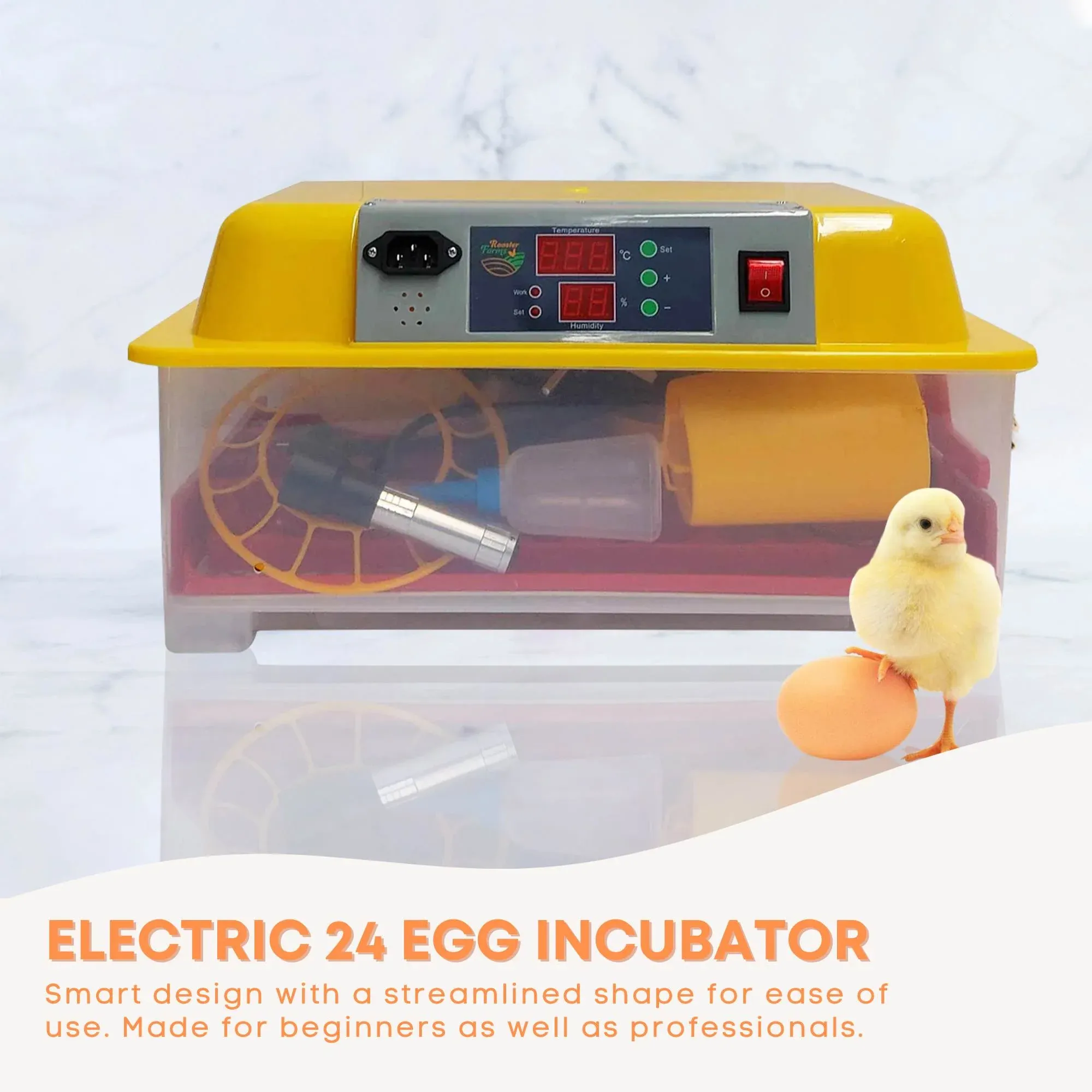 Rooster Farms Electric 24 Egg Incubator + Accessories for Chicken Quail Duck image 2