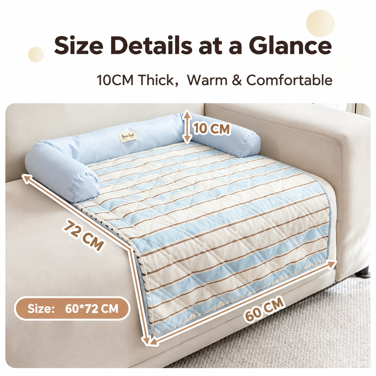 Waterproof Quilted Pet Sleeping Mat with Bolster Cushions for Small Dogs and Cats image 2