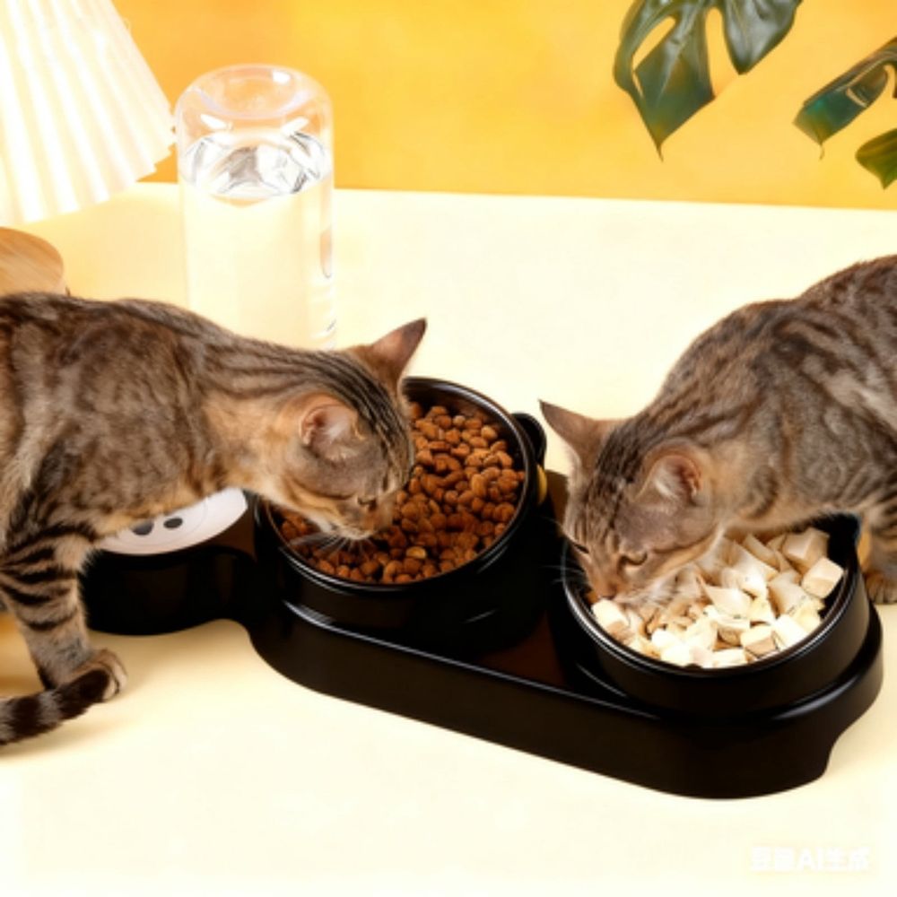 Blue 2 In 1 Stainless Steel Pet Bowl Inclined 15 Degree Neck Protection Detachable Non… image 2