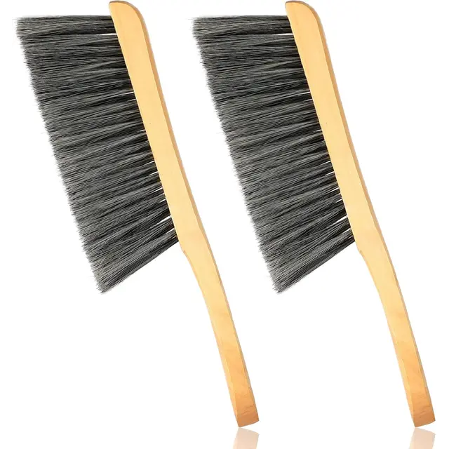 2 Pieces Wooden Bench Brushes Fireplace Brush Natural Fiber…, Natural/Gray, 2 Piece