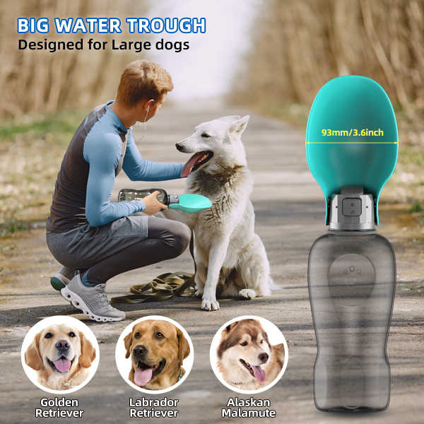 Pink And Grey Portable Foldable Pet Water Bottle with 800ml Capacity - Leakproof… image 2