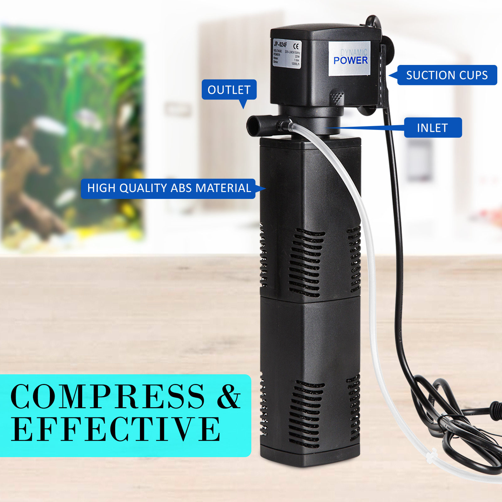 Aquarium Submersible Filter Pond Pump 1200L/H 22W 1.6m image 4