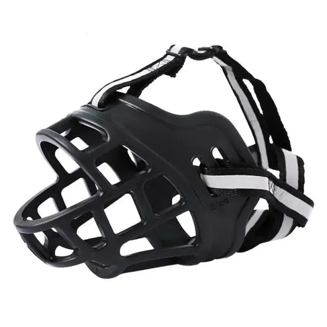 6 Sizes Adjustable Pet Dog No Bite Silicone Basket Muzzle Cage Mouth Mesh Cover - 5#