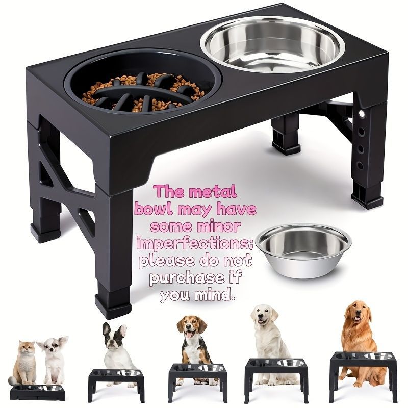 adjustable elevated pet feeder – stainless steel pet bowl image 7