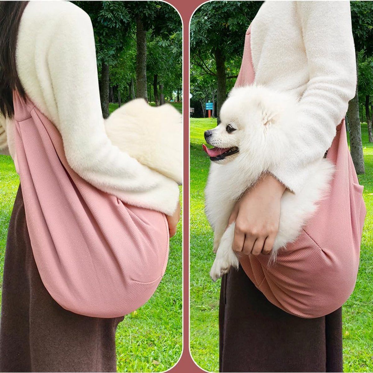 Dog Carrier Bag free travel safety bag, Pink, Small image 2