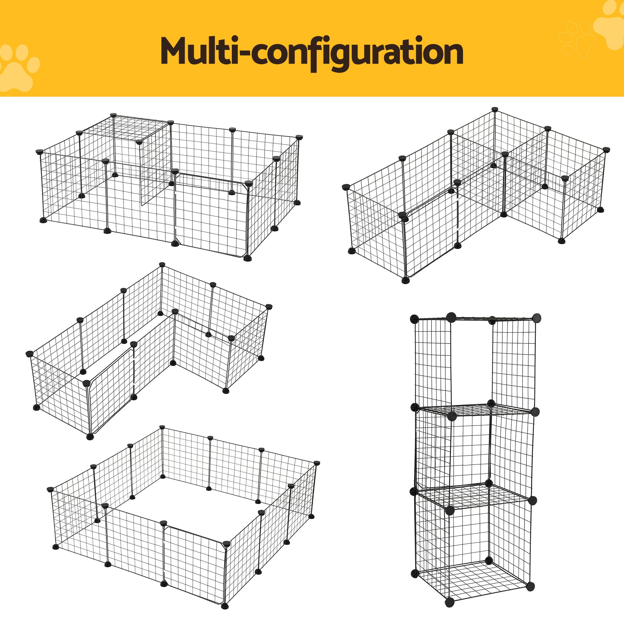 i.Pet Dog Playpen 12 Panels Pet Playpen 35x35cm Iron DIY Enclosure for Small Animals image 5