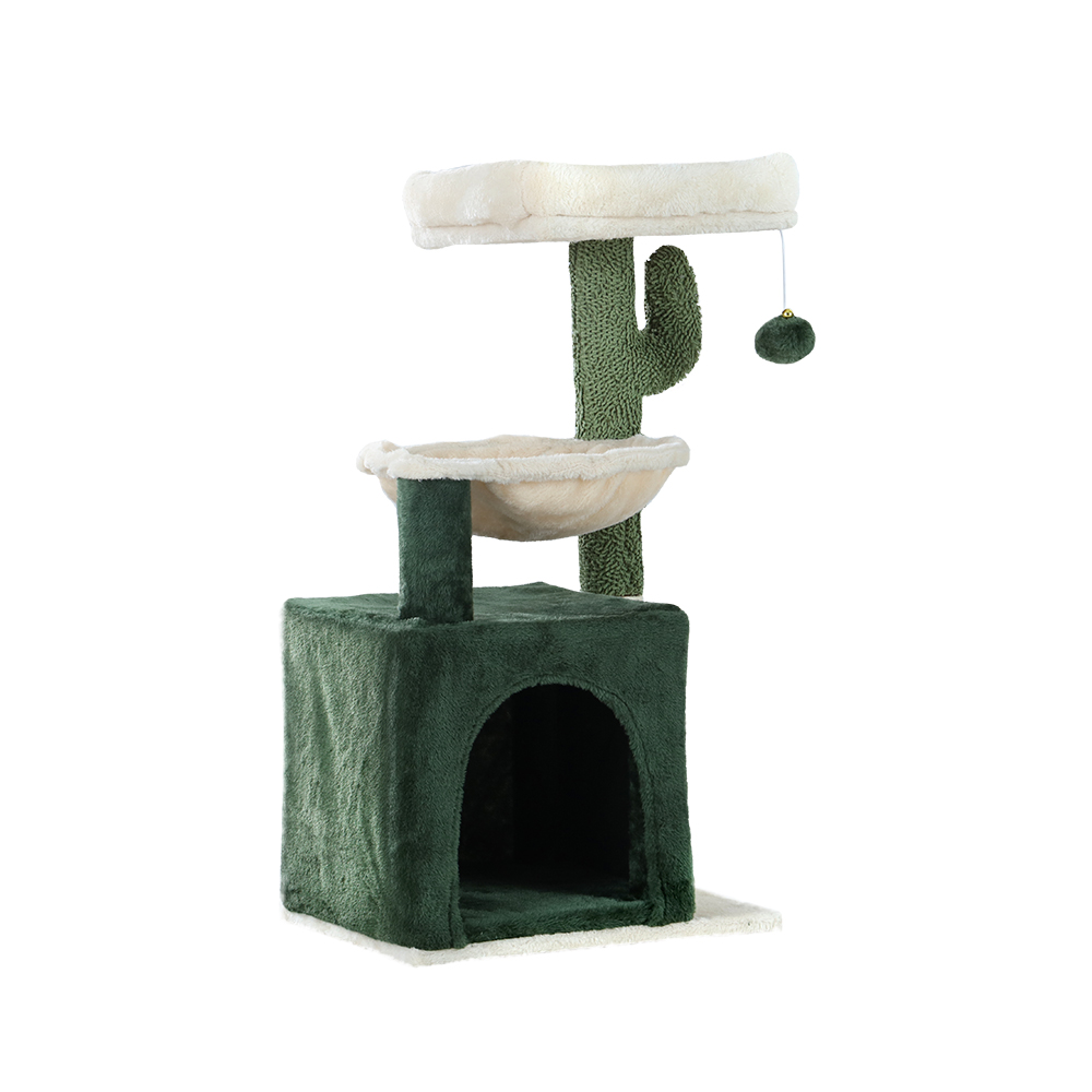 i.Pet Cat Tree 78cm Scratching Post Tower Scratcher Wood Condo House Bed Toys Green image 3