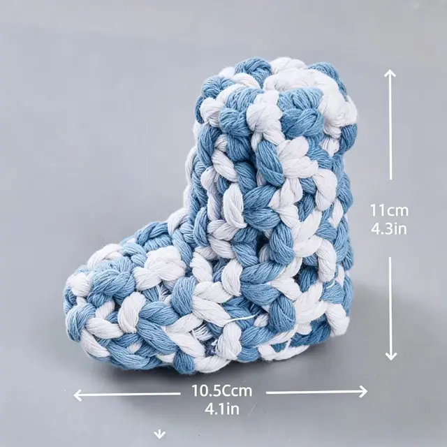 Cotton Rope Squeaky Treat-Dispensing Boot Dog Toy for Small/Medium Dogs, White