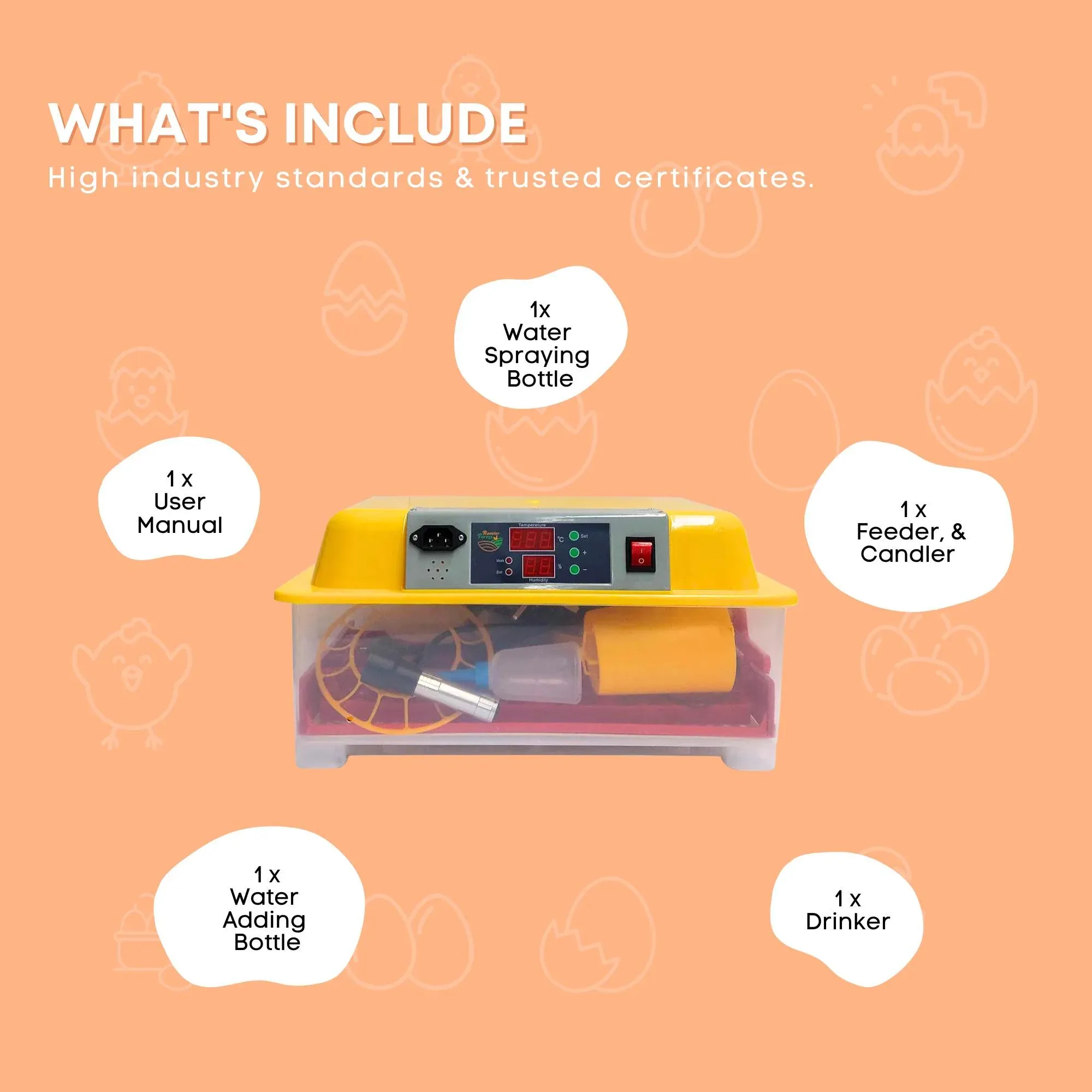 Rooster Farms Electric 24 Egg Incubator + Accessories for Chicken Quail Duck image 9