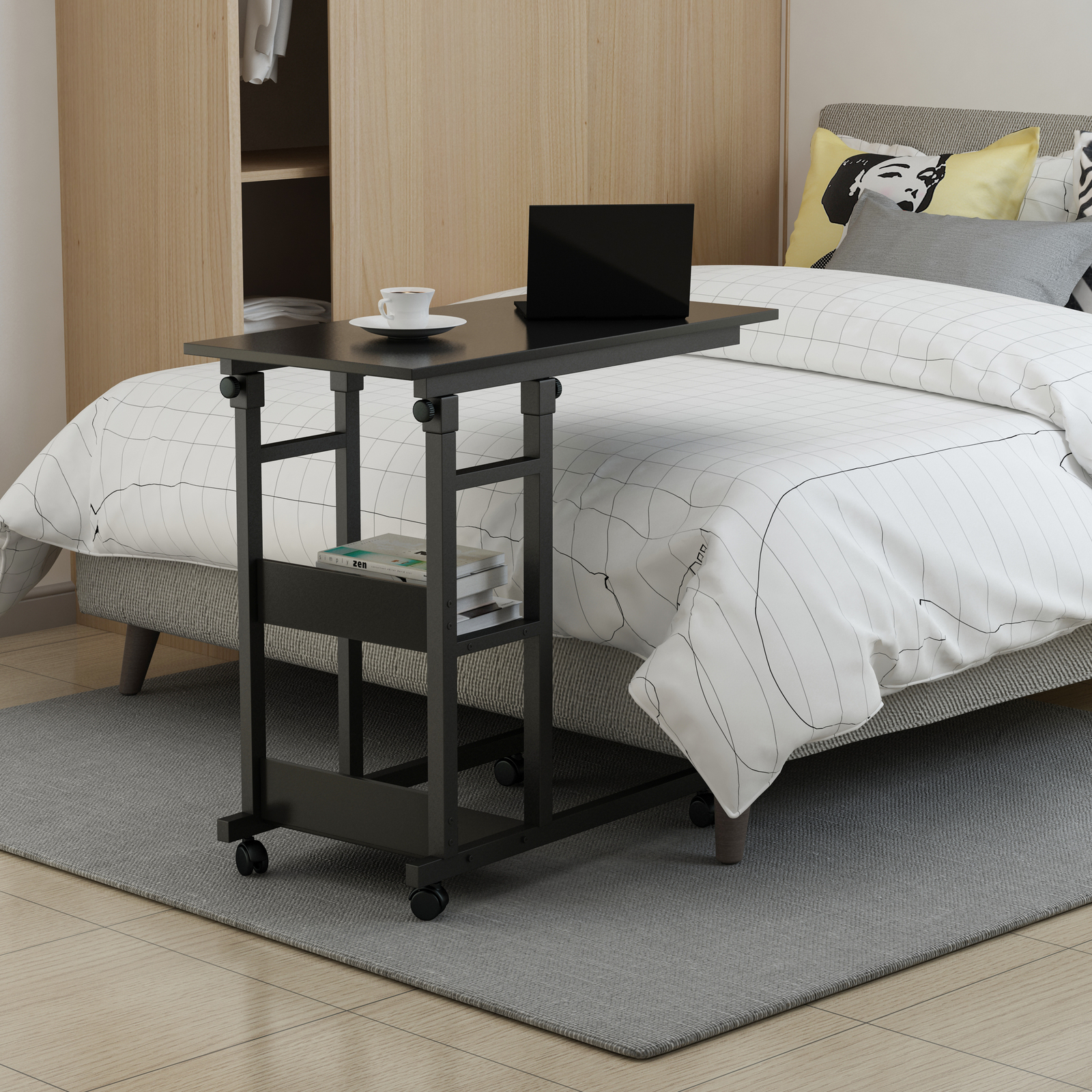 YES4HOMES Side Table with Storage Shelves image 3