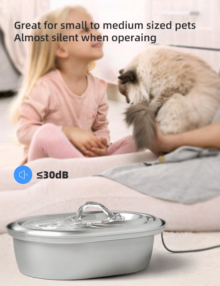 YES4PETS 2L Automatic Electric Pet Water Fountain Dog Cat Stainless Steel Feeder Bowl… image 3