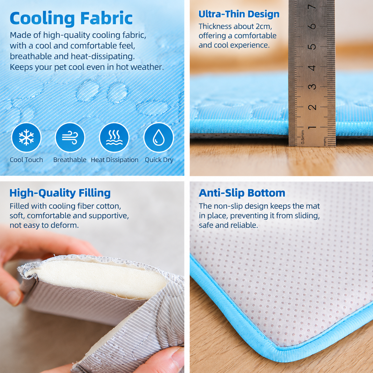 Cooling Pet Mat with Breathable Ice Silk Surface and Thick High-Elastic Foam for Dogs… image 4