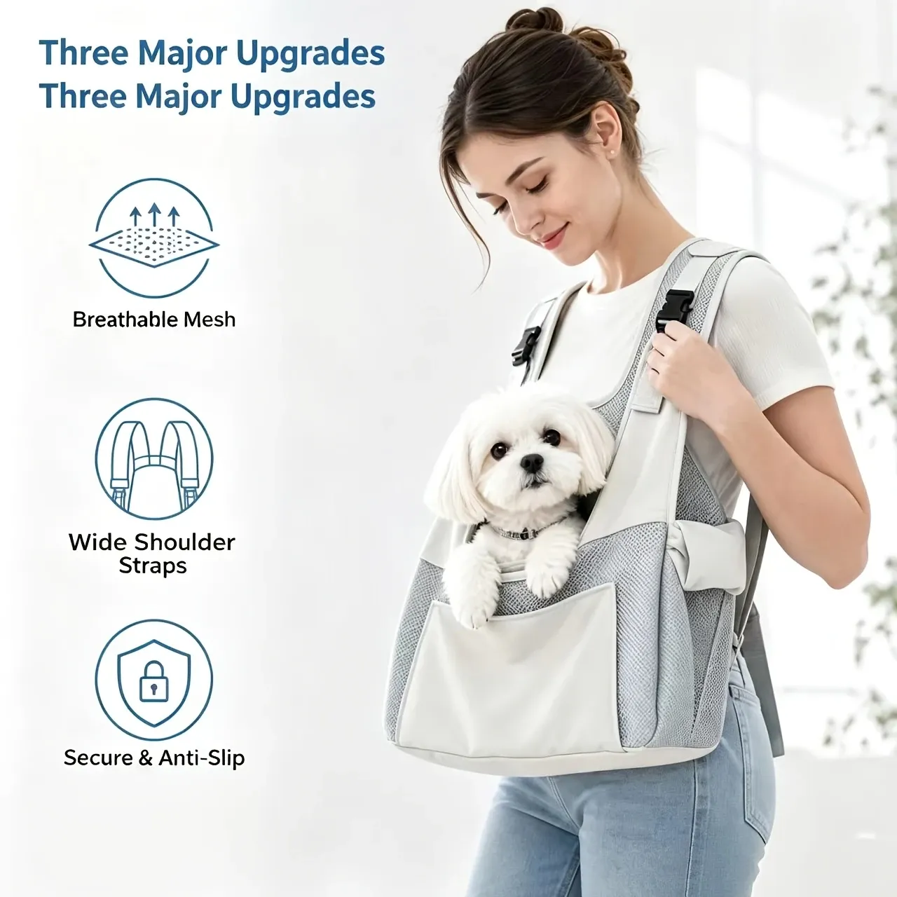Lightweight breathable nylon pet backpack with front mesh head-out design image 9