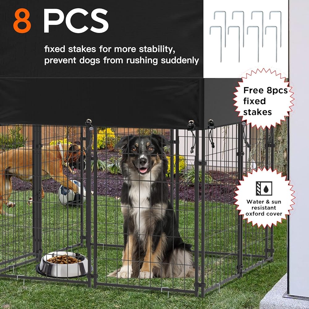Outdoor Dog Kennel XS Pet Cage with Roof & Cover 127x120x134cm image 2
