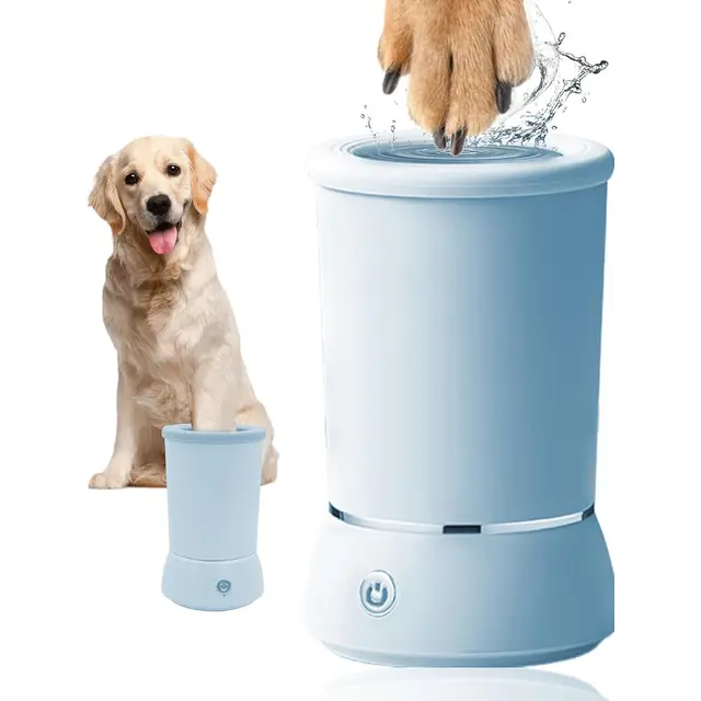 Automatic Dog Paw Cleaner for Dogs，2 Speeds Electric Paw Feet Cleaner for Small…, Blue