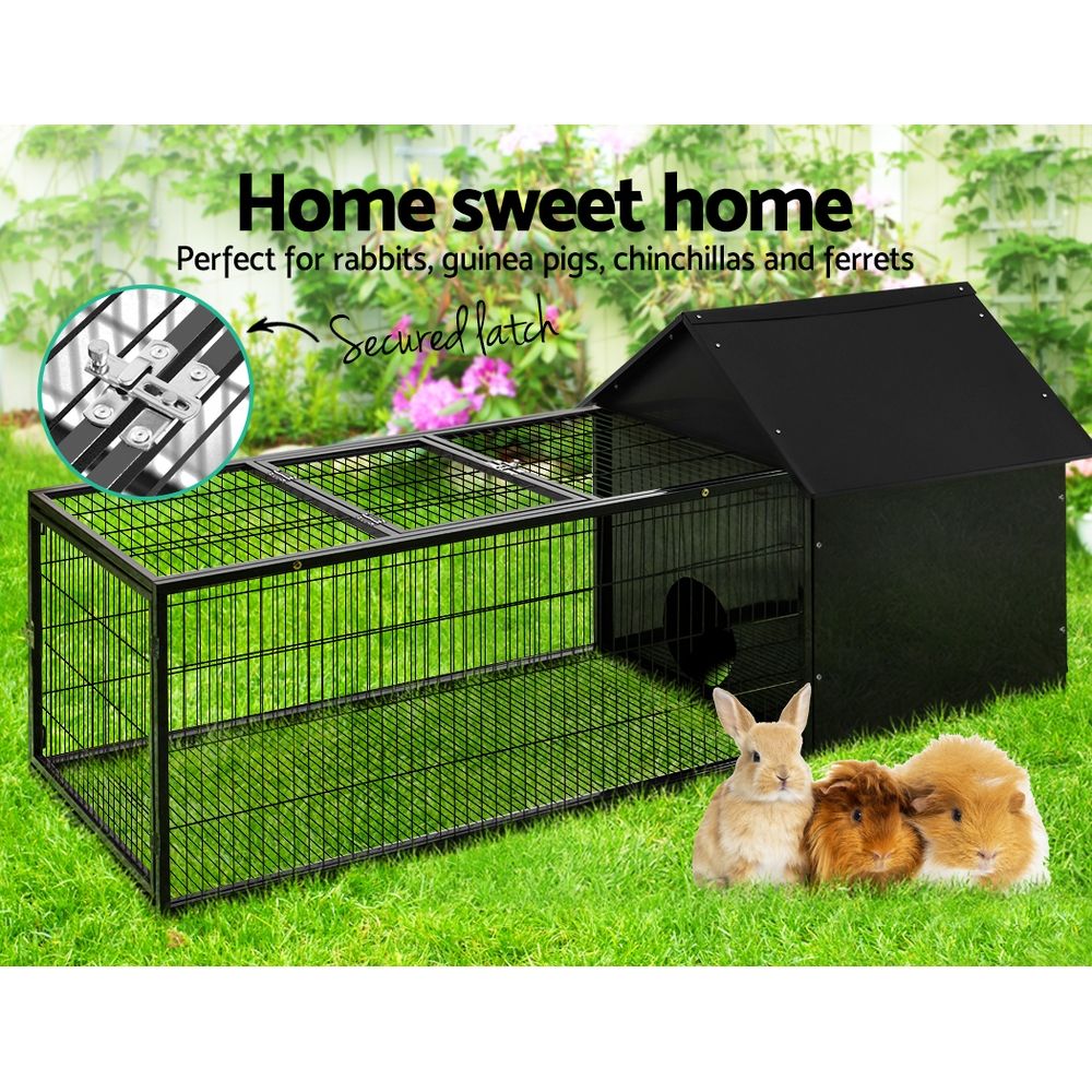 i.Pet Rabbit Cage Hutch 162x60cm Enclosure Metal image 3