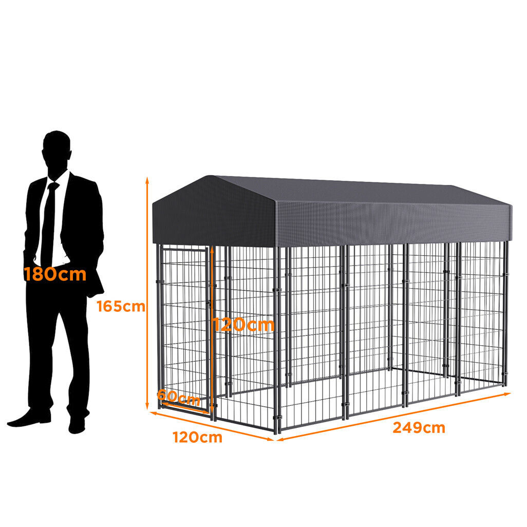 Large Outdoor Dog Kennel 250x120x165cm Pet Cage with Roof image 7