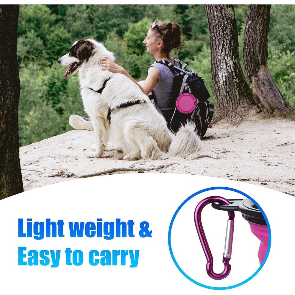 2 Pcs 350ml Foldable Silicone Dog Bowl – Portable Puppy Food Container, Pink image 3