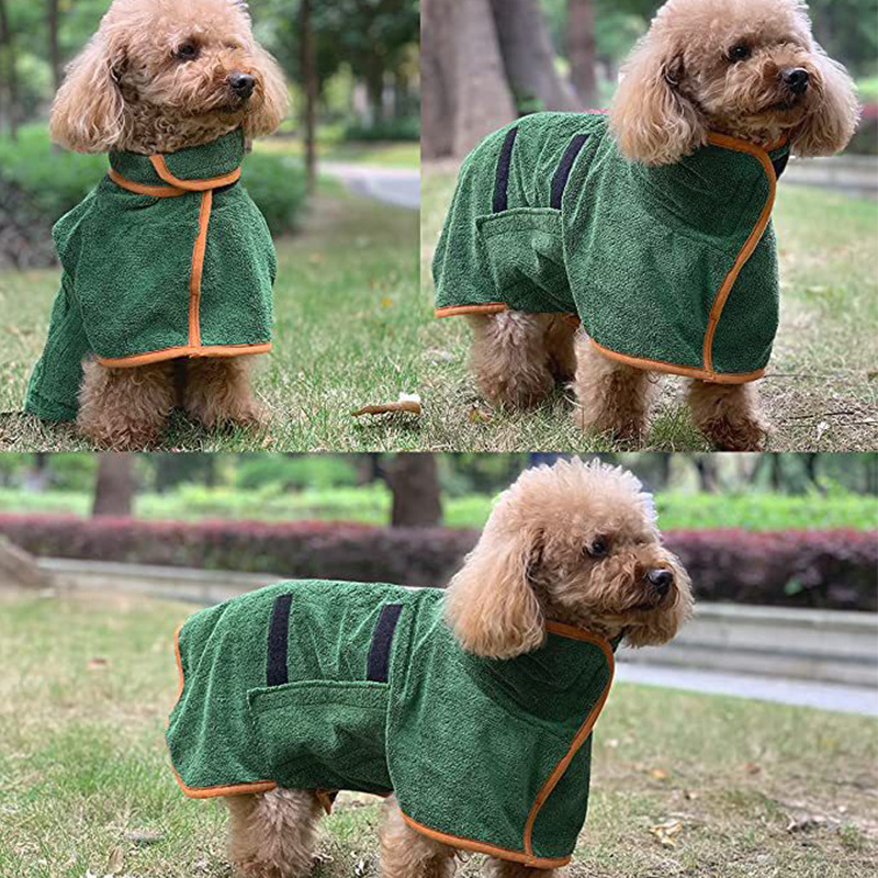 L Green Pet Dog Quick-Dry Bathrobe - Absorbent Towel Robe for Medium and Large Dogs image 2