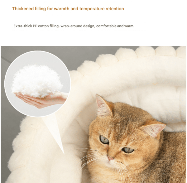 Blush Furry Cat Bed – Ultra-Soft Cozy Lounger for Feline Comfort image 4