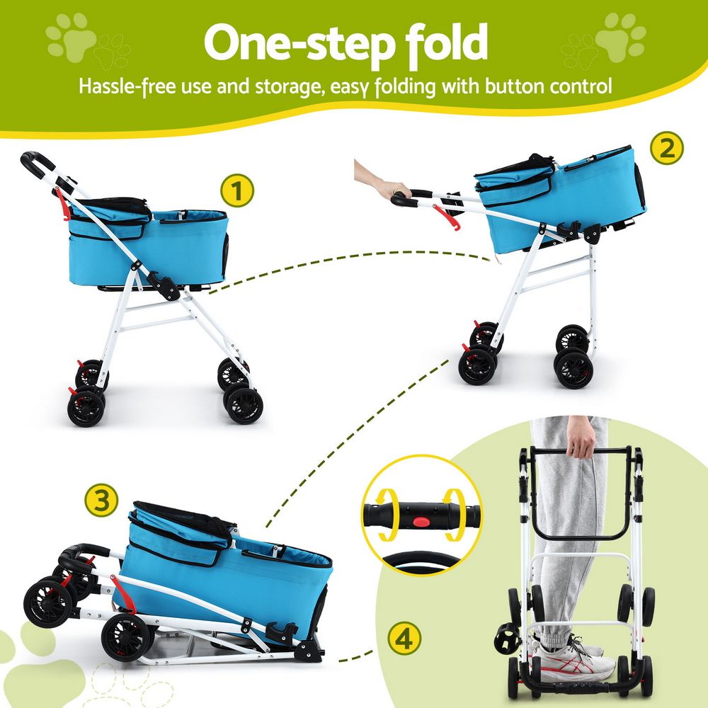 i.Pet Pet Stroller Dog Pram Large Cat Carrier Travel Pushchair Foldable 4 Wheels image 5